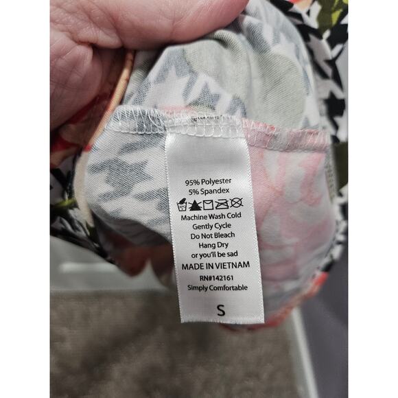 Lularoe Jessie Swing Dreas Houndstooth Floral Black White Orange Prach Size S - Picture 3 of 6